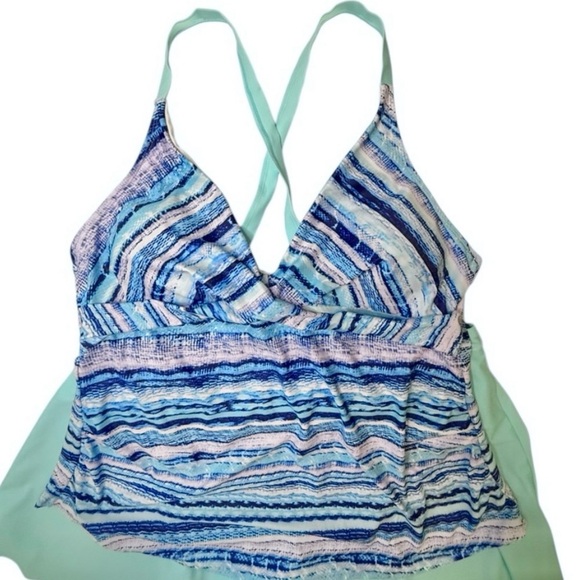 Swimsuits for All Two Piece Skirt
Swimsuit Aqua Navy White Striped 5XL - Picture 4 of 7